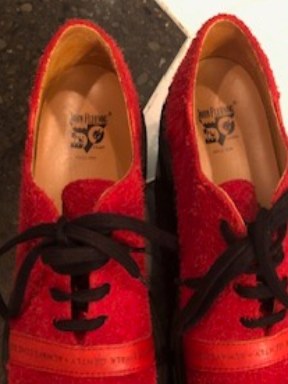 John Fluevog Red Suede Platform Brougues Size 9 women's great condition